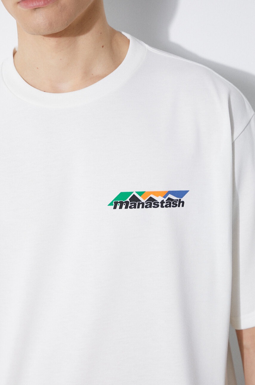 Manastash t-shirt Re:Poly Scheme Logo men's white color with