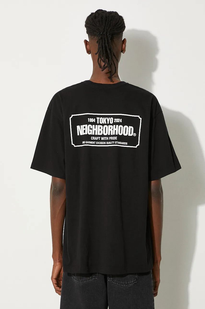 NEIGHBORHOOD t-shirt Tee SS-1 men's black color smooth 241PCNH.ST01 at PRM  US