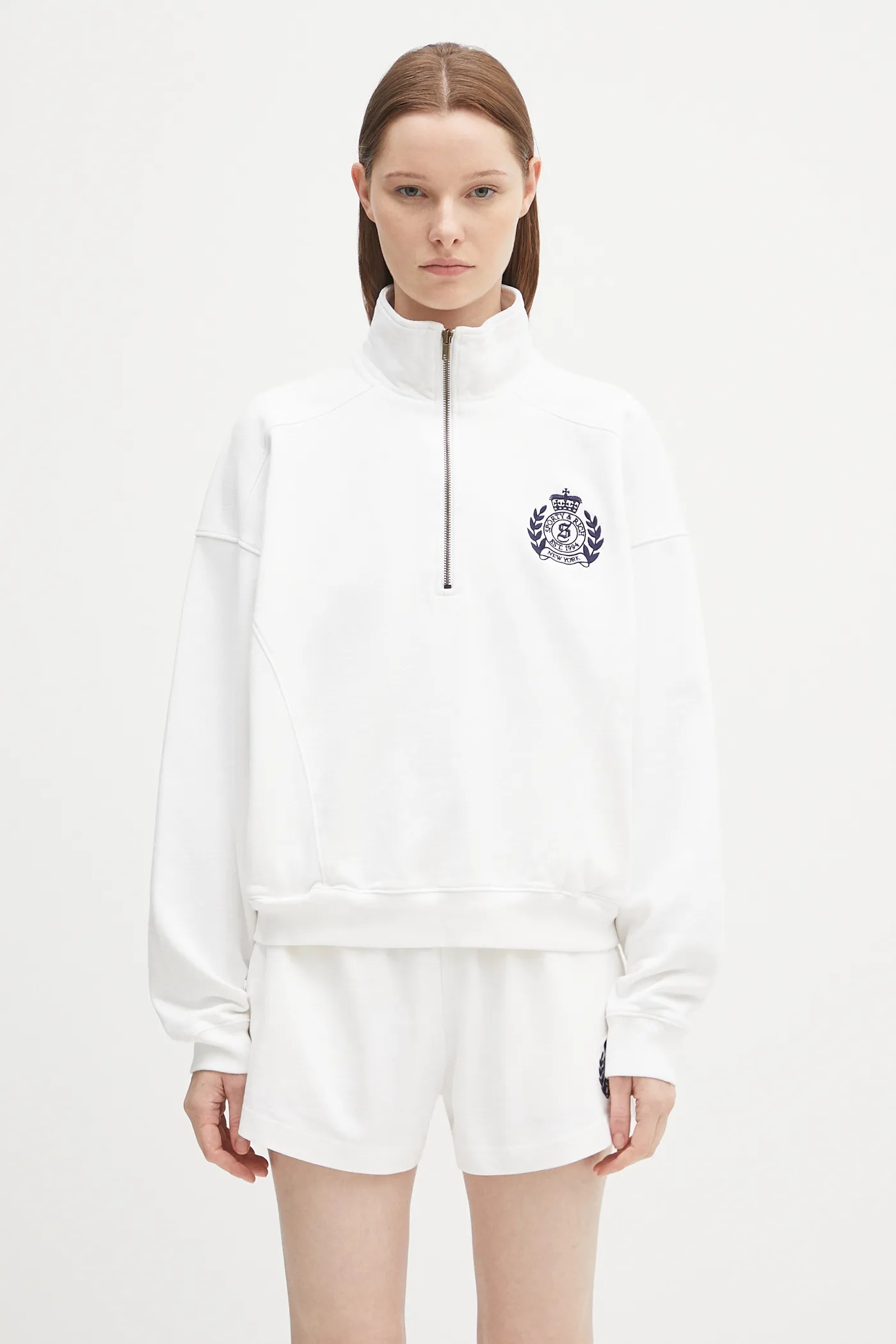 Sporty & Rich cotton sweatshirt H&W Crest Embroidered
