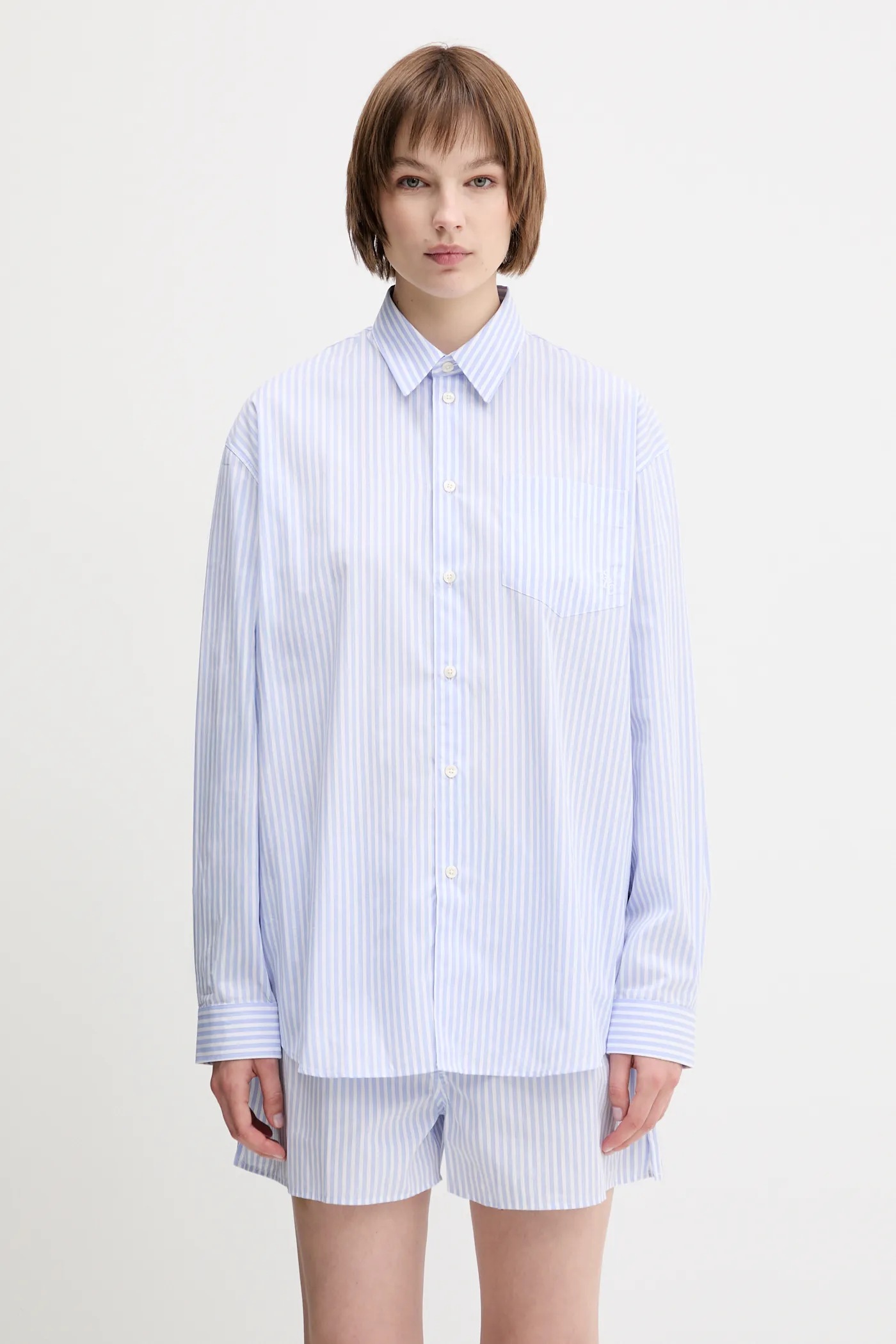 Tシャツ・カットソー Sporty & Rich SS25 OVERSIZED SHIRT (SI025620243ST03 314) SRC Oversized Shirt - Blue Striped – Sporty & Rich