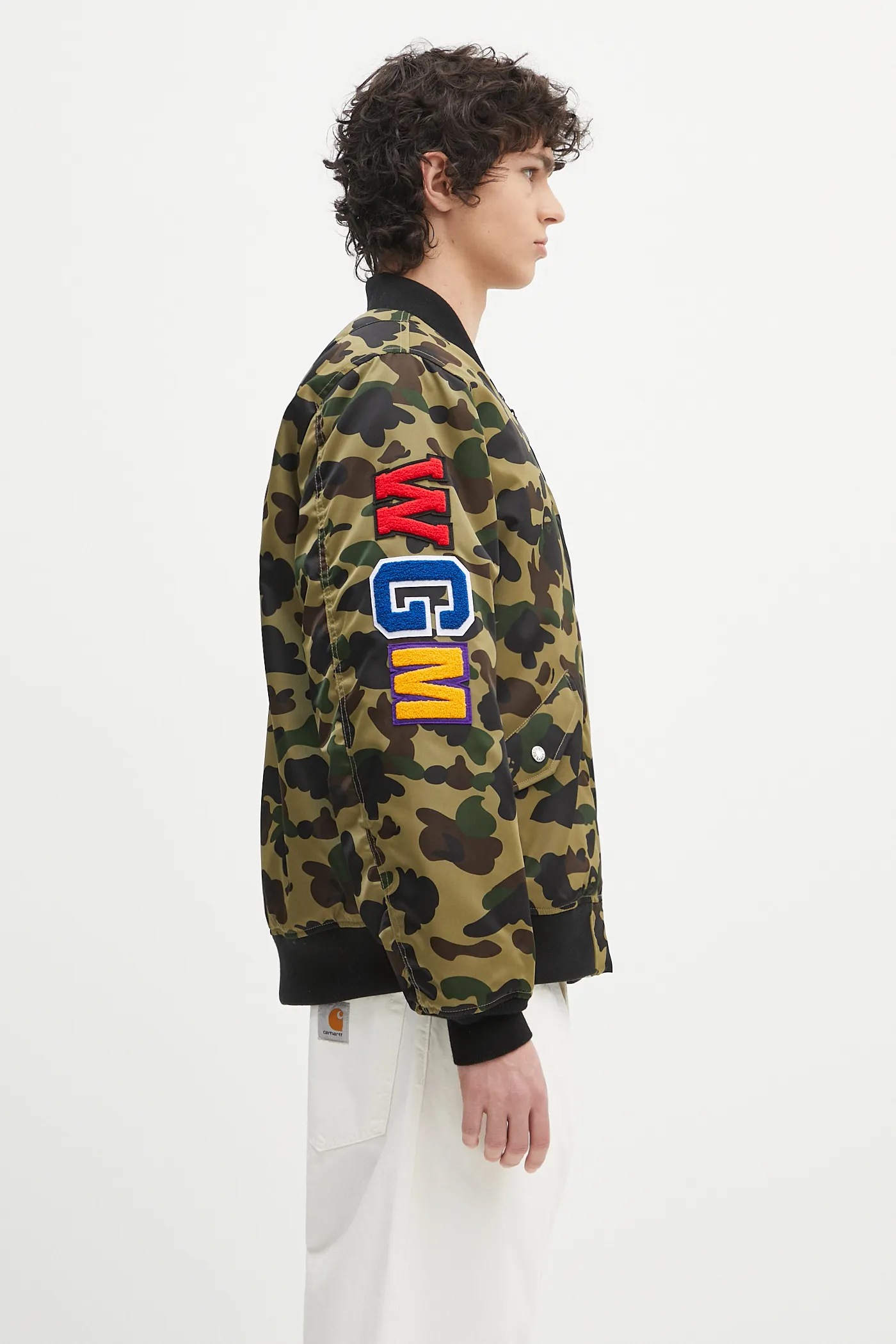 J*1様 A BATHING APE 1ST CAMO SHARK MA-1 A BATHING APE® 1st Camo Shark Ma-1 Embroidered Bomber Jacket