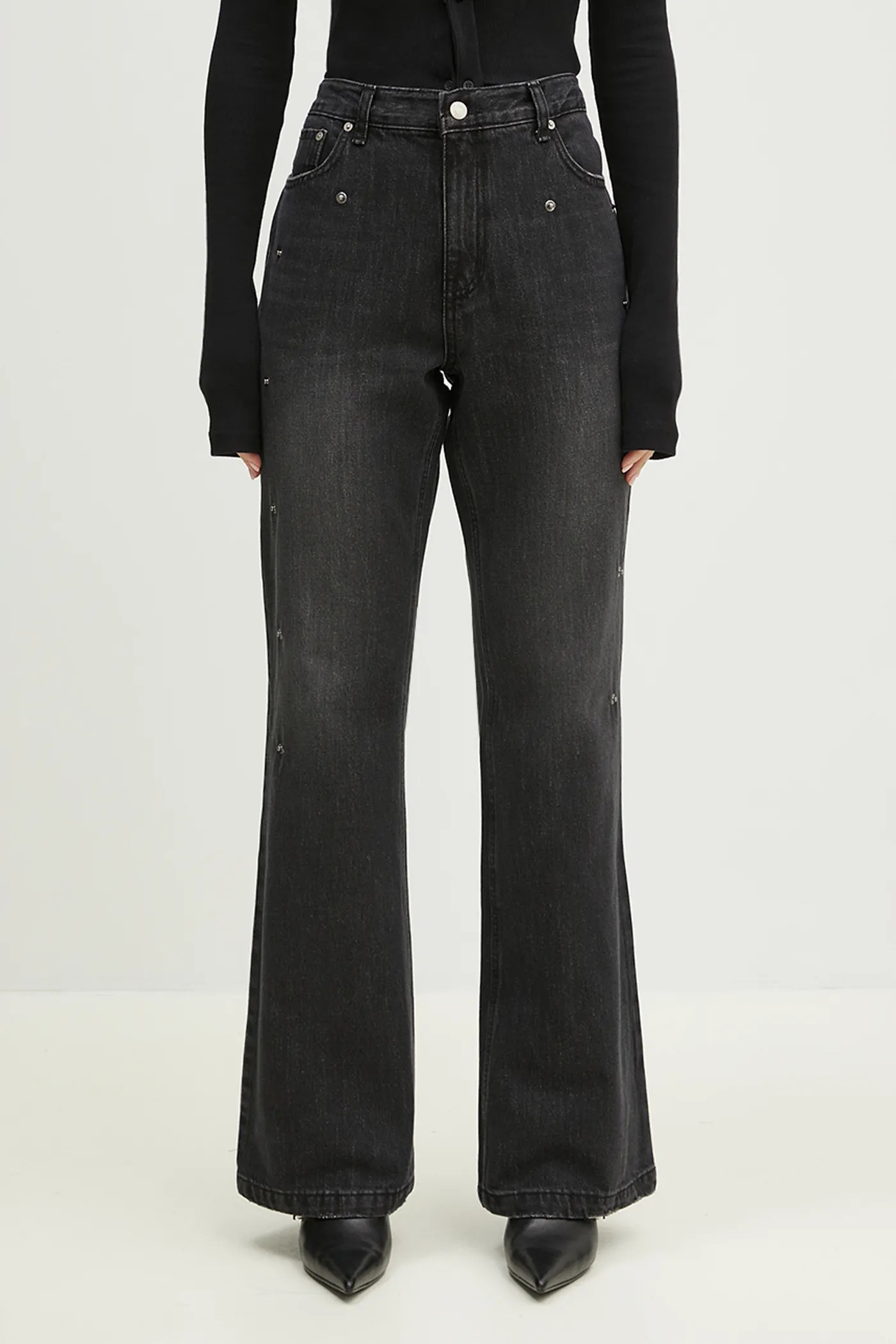 ■ANDERSSON BELL■ Flower lace bootcut jeans apa796w(WASHED Andersson Bell Women's Flower Lace Attached Bootcut Jeans