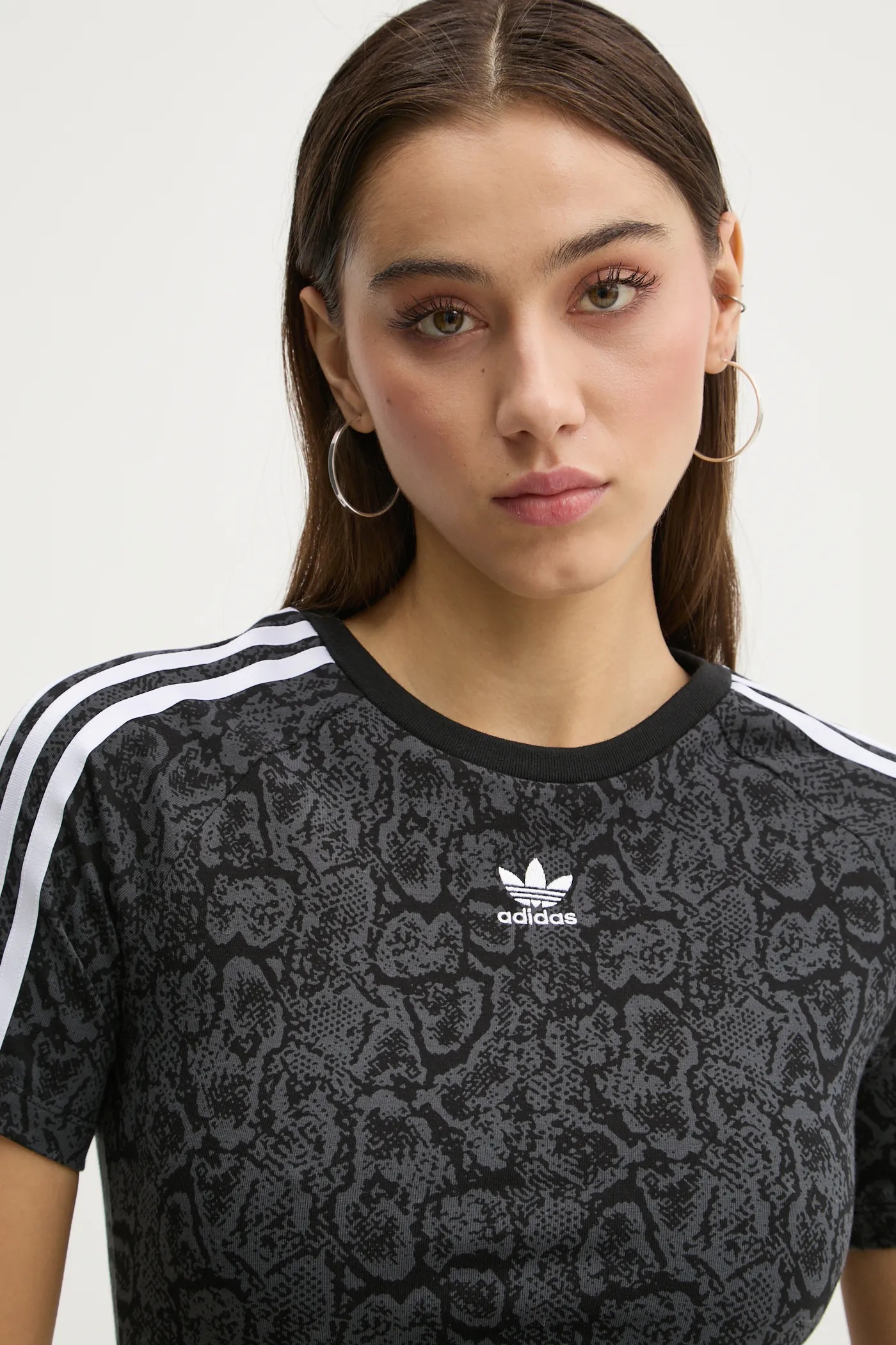 ★ adidas★ Snake Baby Tee Black JI8408 CLOTHING - Snakeskin 3-Stripes Baby Tee - Black | adidas Oman