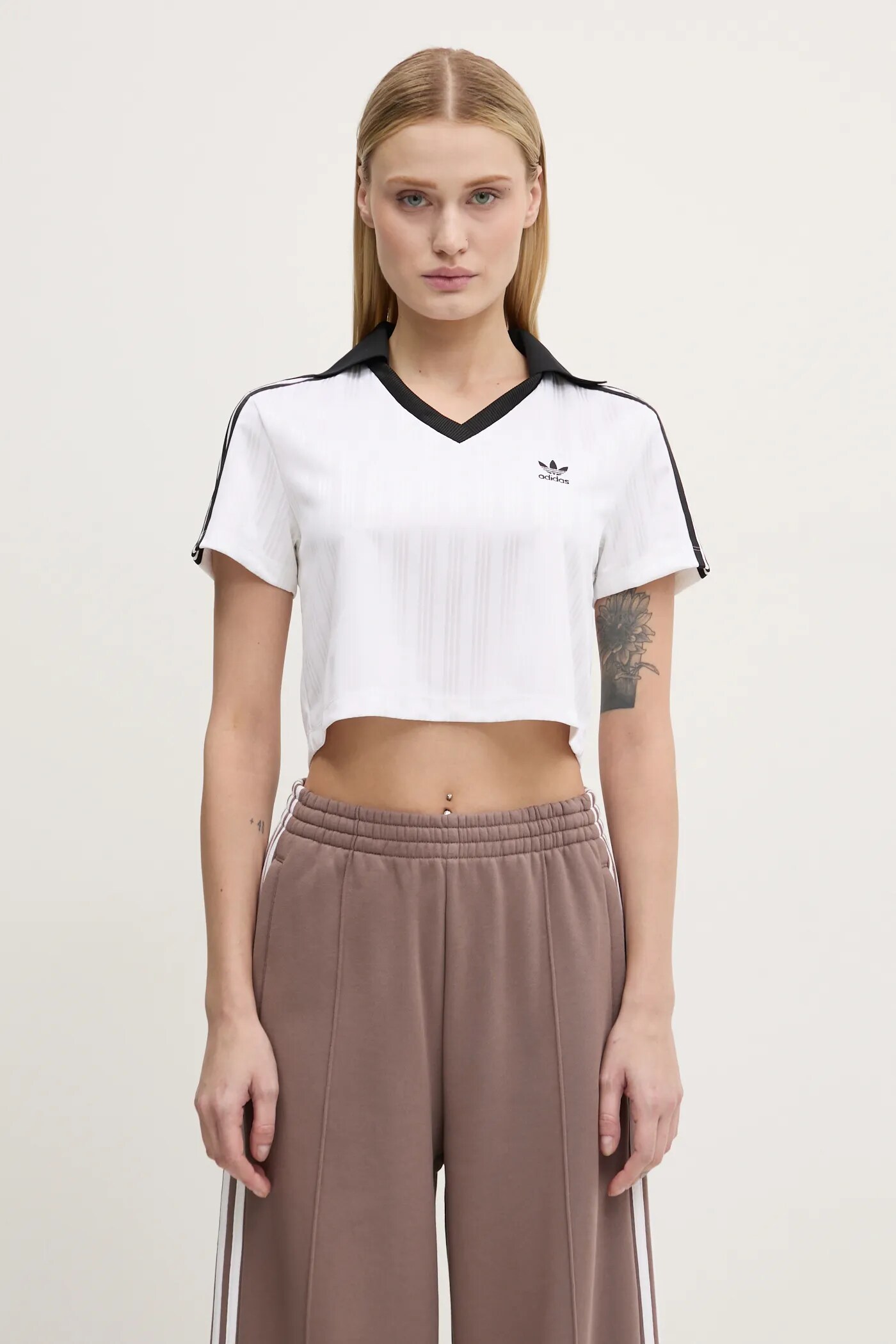 adidas Originals t-shirt V-NECK POLO women's white color