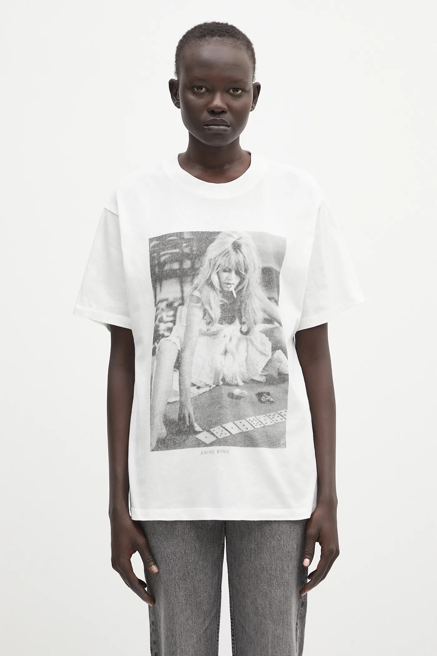 Tシャツ・カットソー ANINE BING TSHIRT (A0810771IVY1) ANINE BING logo-print Cotton T-shirt | Grey | FARFETCH
