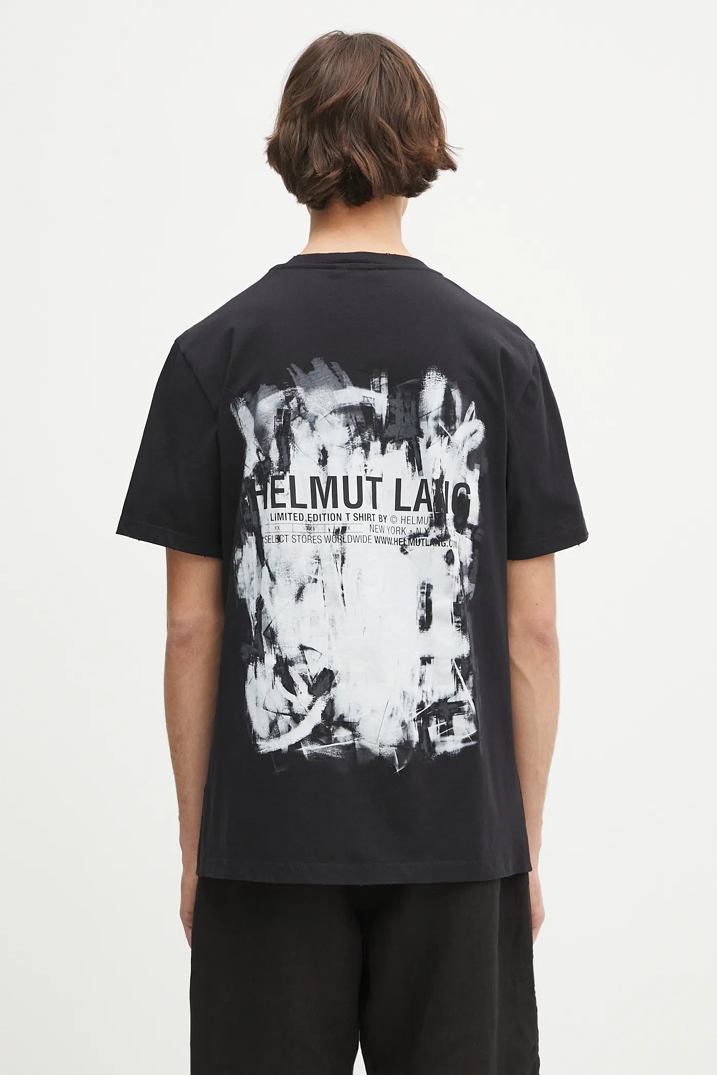 ★HELMUT LANG★ Scribble Short Sleeve T-Shirt Black P02HM511 Helmut Lang Scribble Crew Neck Graphic Print Short Sleeves