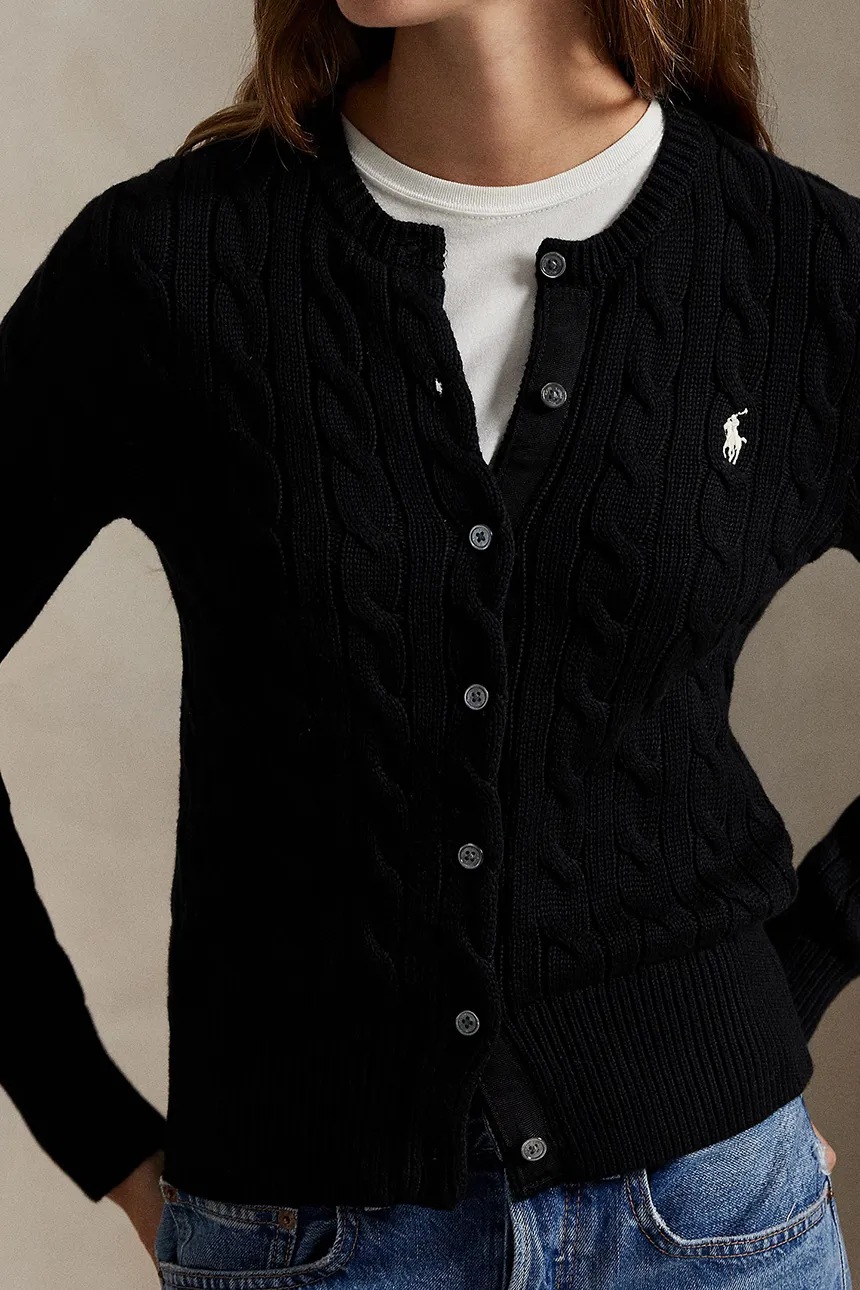 Polo Ralph Lauren cotton cardigan 32/2 COTTON black color