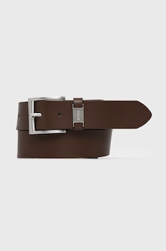 BOSS CONNIO CINTURA UOMO IN PELLE ITALIANA - ALTEZZA 4 CM, FIBBIA AD ARDIGLIONE ARGENTO, FINITURA CONCIATA AL VEGETALE, PASSANTE CON LOGO METALLO