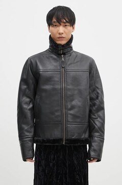 Alpha Industries leather jacket B3 Leather men's brown color