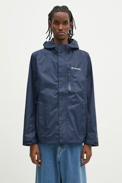 Columbia rain jacket Pouring Adventure men's black color 2117171