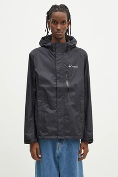 Columbia rain jacket Pouring Adventure men's black color 2117171