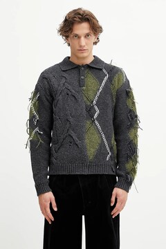 Andersson Bell wool blend jumper Argyle Fisherman Polo brown color