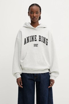 Anine Bing cotton sweatshirt Harvey Sweatshirt gray color hooded