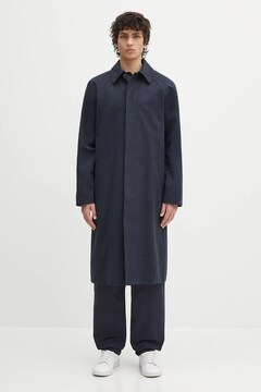 A.P.C. linen blend coat Mac Edouard navy blue color COGXT.M01549