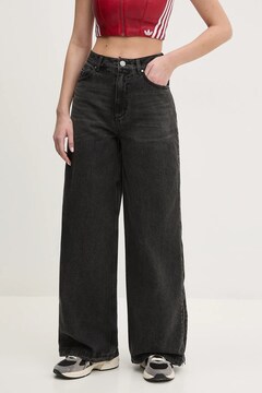 adidas Originals jeansy DENIM ZIP PANT damskie kolor czarny