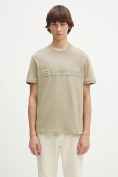 Helmut Lang cotton t-shirt EMBOSSED.TEE.ROUNDED green color with