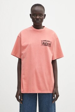 Aries cotton t-shirt Aged Ancient Temple SS Tee orange color with