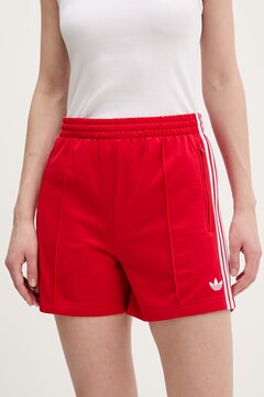 Шорты adidas Originals цвет красный с аппликацией высокая посадка