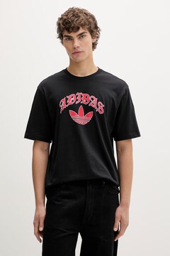 Хлопковая футболка adidas Originals цвет чёрный с принтом KS7618