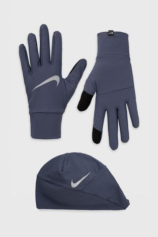 Σκούφος και γάντια Nike χρώμα: ναυτικό μπλε