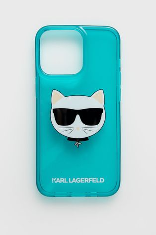 Obal na telefon Karl Lagerfeld tyrkysová barva iPhone 13 Pro