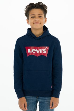 Levi's Bluza dziecięca kolor granatowy z kapturem z nadrukiem