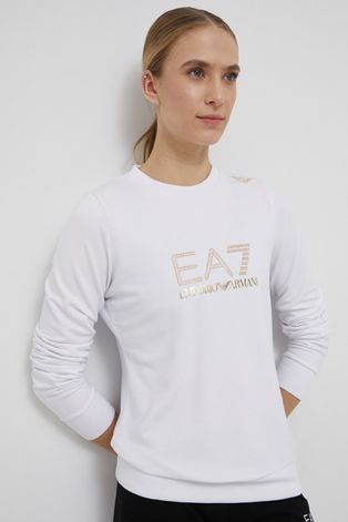 EA7 Emporio Armani bluza damska kolor biały z aplikacją