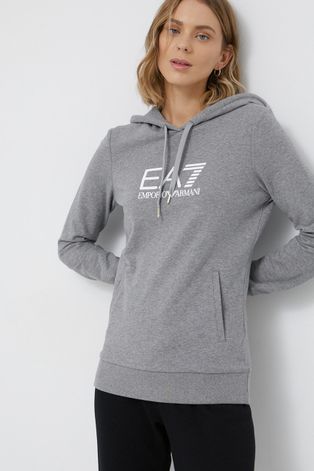 Кофта EA7 Emporio Armani женская цвет серый гладкая