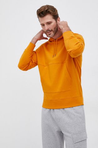 C.P. Company Bluza bawełniana męska kolor pomarańczowy z kapturem gładka