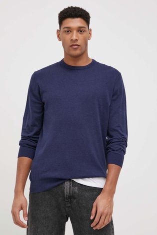 Бавовняний светер Wrangler чоловічий колір синій легкий