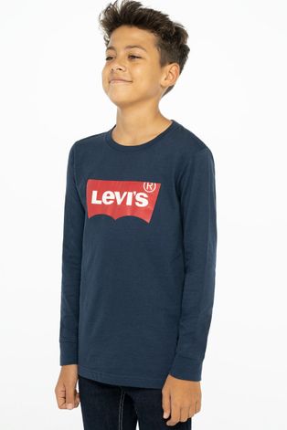 Dětské tričko s dlouhým rukávem Levi's tmavomodrá barva, s potiskem
