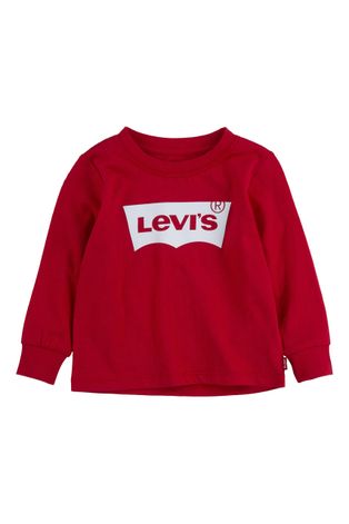 Levi's Longsleeve dziecięcy kolor czerwony z nadrukiem