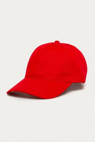 Čepice Lacoste červená barva, hladká