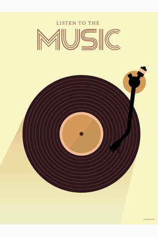 Vissevasse Plakat Listen To Music 50x70 cm