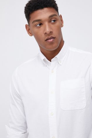 Premium by Jack&Jones Koszula męska kolor biały slim z kołnierzykiem button-down