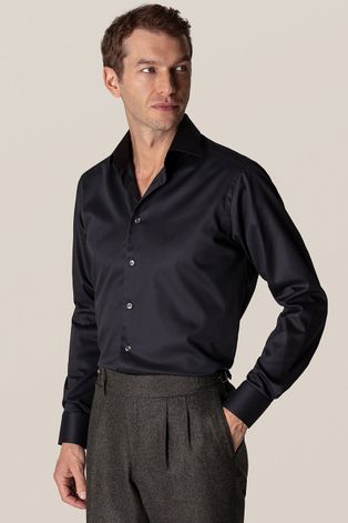Košulja Eton za muškarce, boja: crna