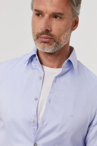 Calvin Klein Koszula bawełniana męska slim z kołnierzykiem klasycznym