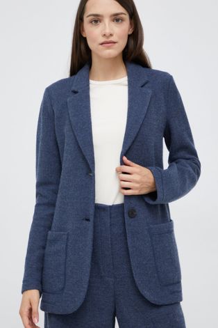 Пиджак с примесью шерсти Emporio Armani цвет синий однобортный меланж