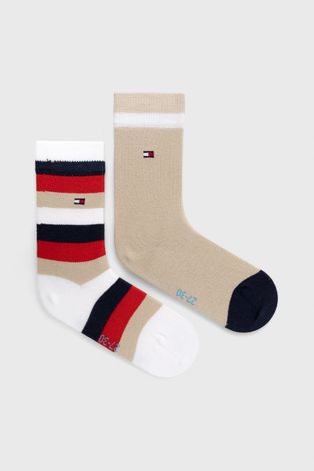 Detské ponožky Tommy Hilfiger béžová farba