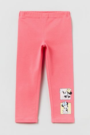 OVS legginsy dziecięce kolor różowy z nadrukiem