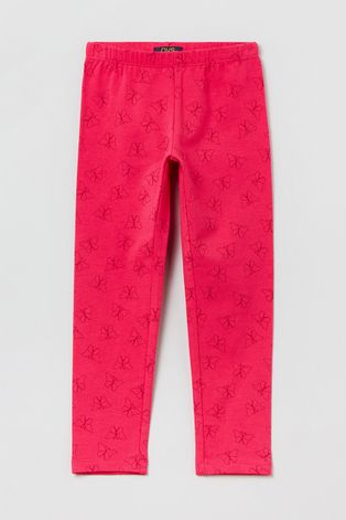 OVS legginsy dziecięce kolor różowy wzorzyste