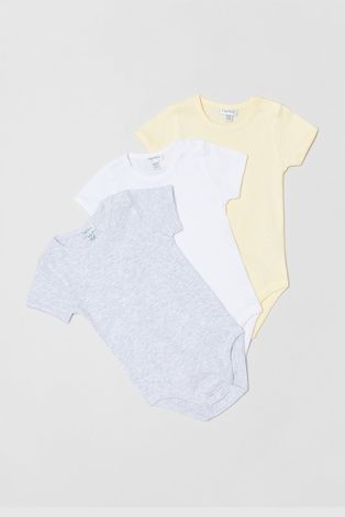 OVS body bawełniane niemowlęce (3-pack) kolor żółty