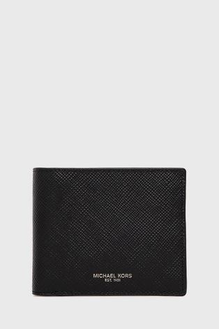 Kožená peněženka Michael Kors pánský, černá barva