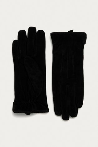 Γάντια Pieces γυναικεία, χρώμα: μαύρο