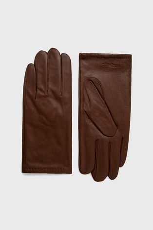 Шкіряні рукавички Strellson чоловічі колір коричневий