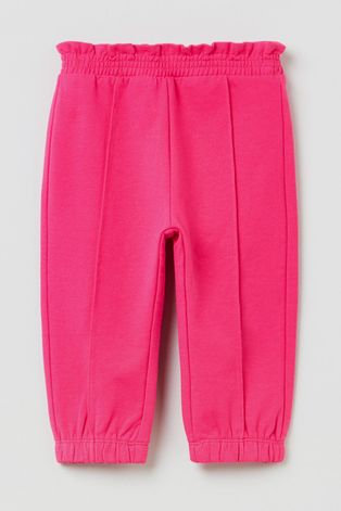 OVS spodnie dresowe dziecięce kolor różowy gładkie