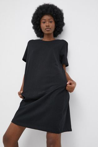 Only rochie din bumbac culoarea negru, mini, drept