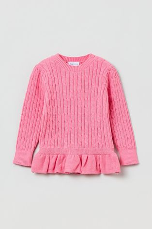 OVS sweter dziecięcy kolor różowy lekki