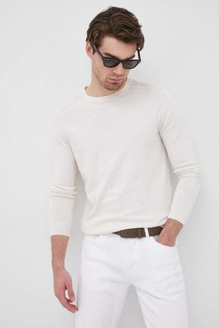 Selected Homme sweter bawełniany męski kolor beżowy lekki