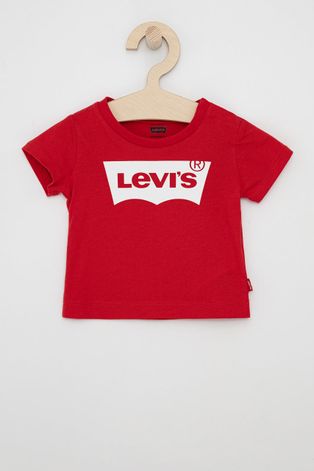 Dětské tričko Levi's červená barva, s potiskem